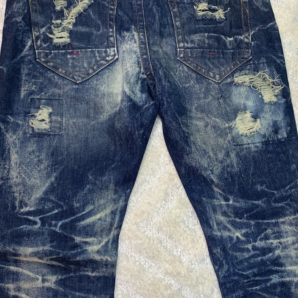 The Heritage by America 1776 light acid wash deconstructed denim jeans 34/33 - Picture 6 of 13